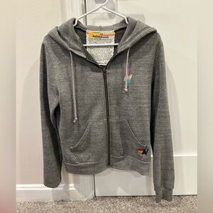 AVIATOR NATION rainbow bolt hoodie in grey